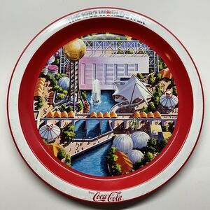 Coke-Cola The 1982 World's Fair Metal 12 Inch Tray Collectible MCM Home Decor